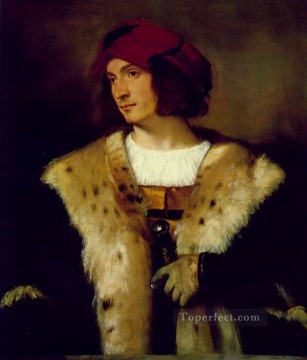 赤い帽子をかぶった男の肖像 ティツィアーノ・ティツィアーノ Oil Paintings